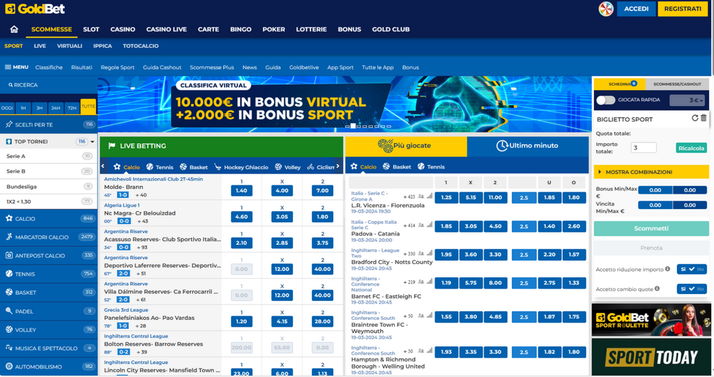 Accessibilità Goldbet: Sistema di scommesse e casinò online